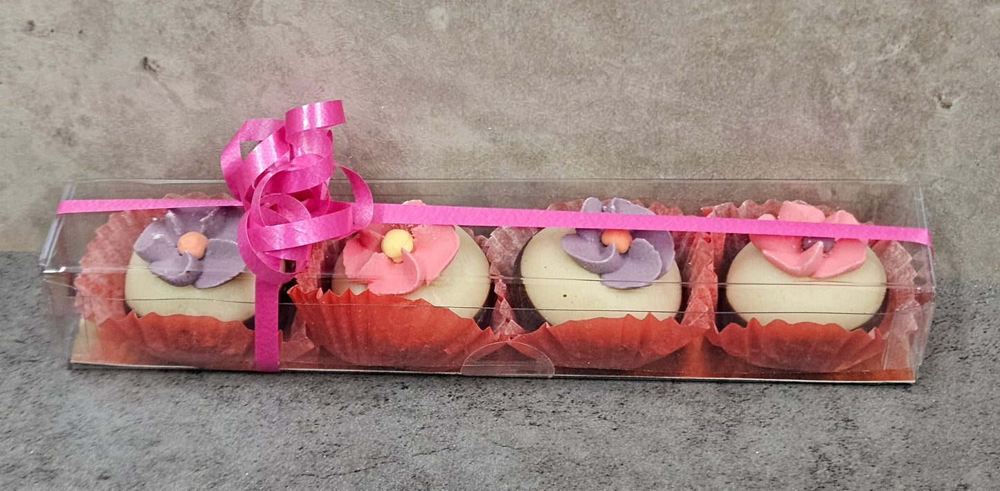 Marzipan flowers dipped in chocolate, 100g