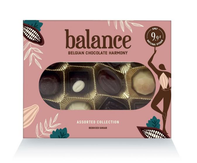 Balance Sugar Free Box of 12 Assorted Chocolate Pralines 145g