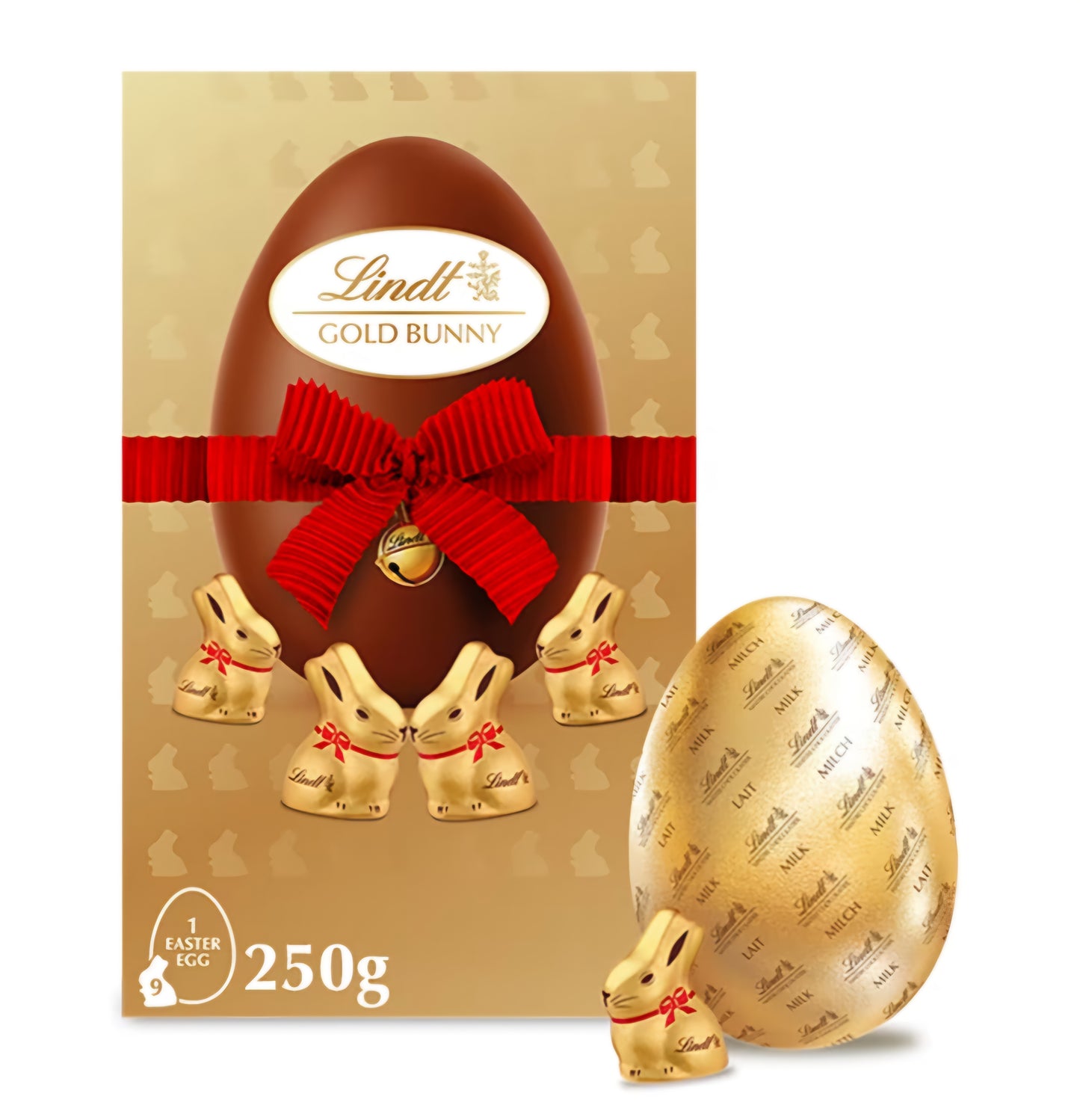 Lindt Gold Bunny Milk Chocolate Egg With Nine Mini Lindt Gold Bunny 250g