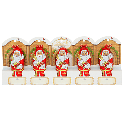 Lindt Santa Christmas Milk Chocolate 5 Pack 50g
