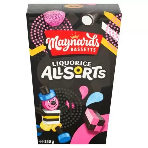 Maynards Bassetts Liquorice Allsorts Sweets Carton 350g