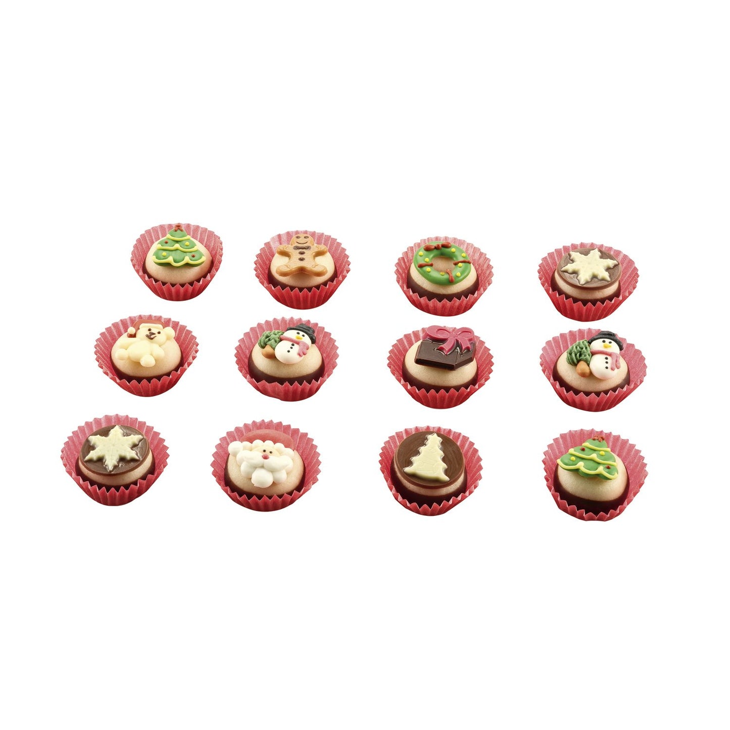 Christmas decorated marzipan cupcakes dipped in chocolate, 130g