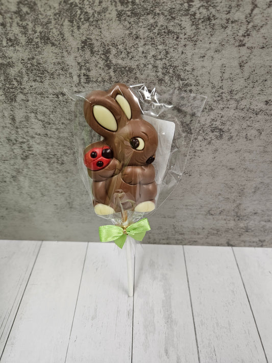 Milk chocolate bunny with ladybird lolly, 35g