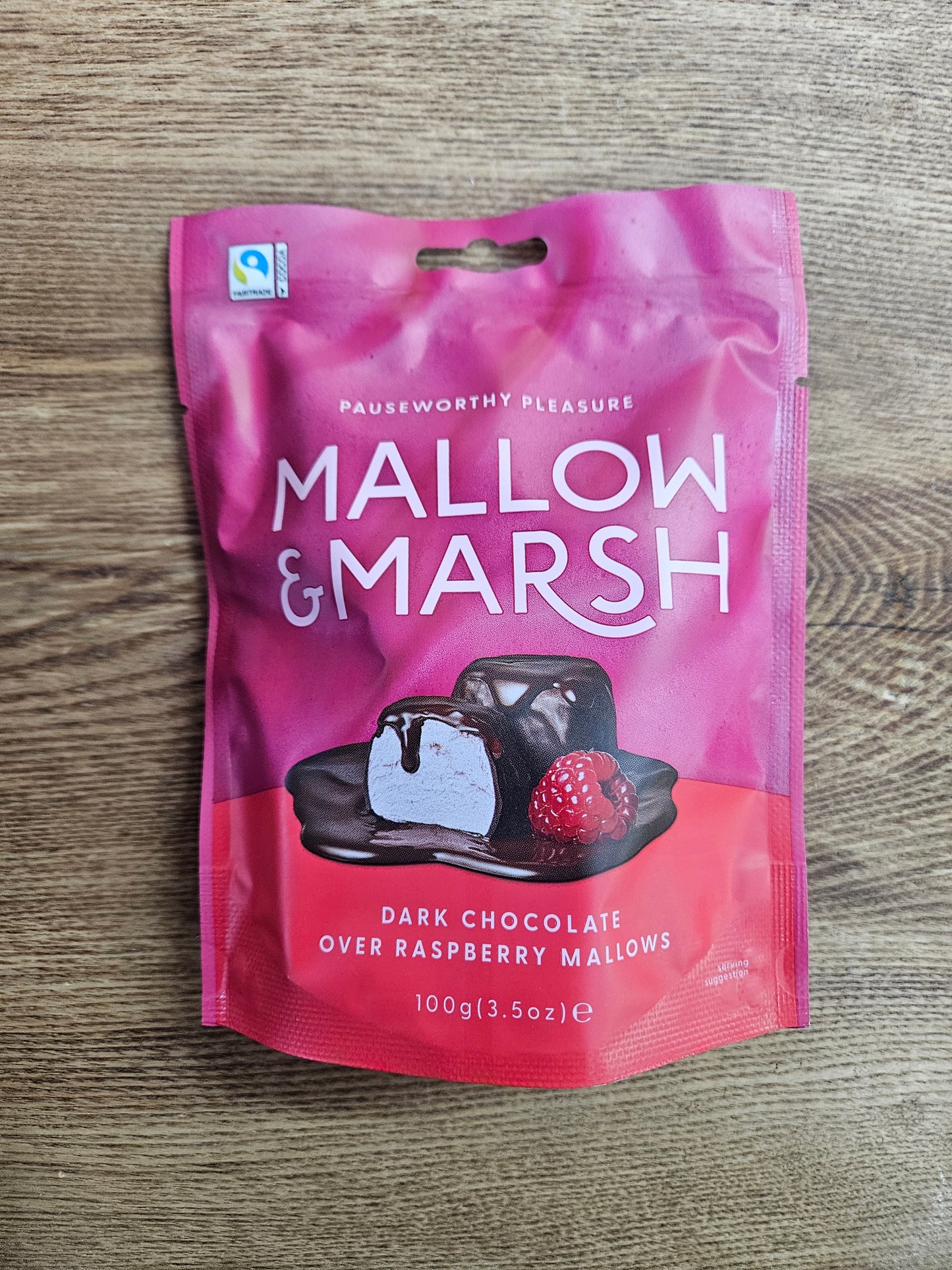 Mallow & Marsh Raspberry Marshmallows Coated in 70% Dark Chocolate 100g