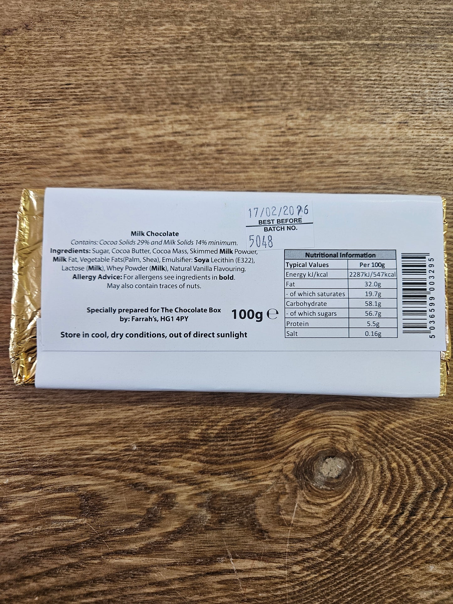 Luxury Milk Chocolate Bar, 100g