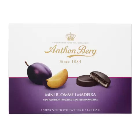 Anthon Berg Mini Plum In Madeira Chocolate Covered Marzipan 105g