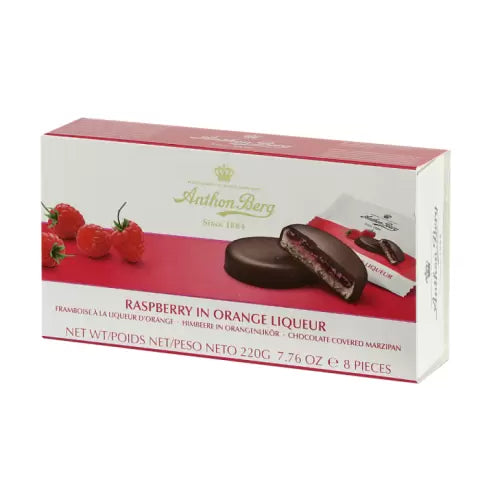 Anthon Berg Raspberry In Orange Liqueur Chocolate Covered Marzipan 220g