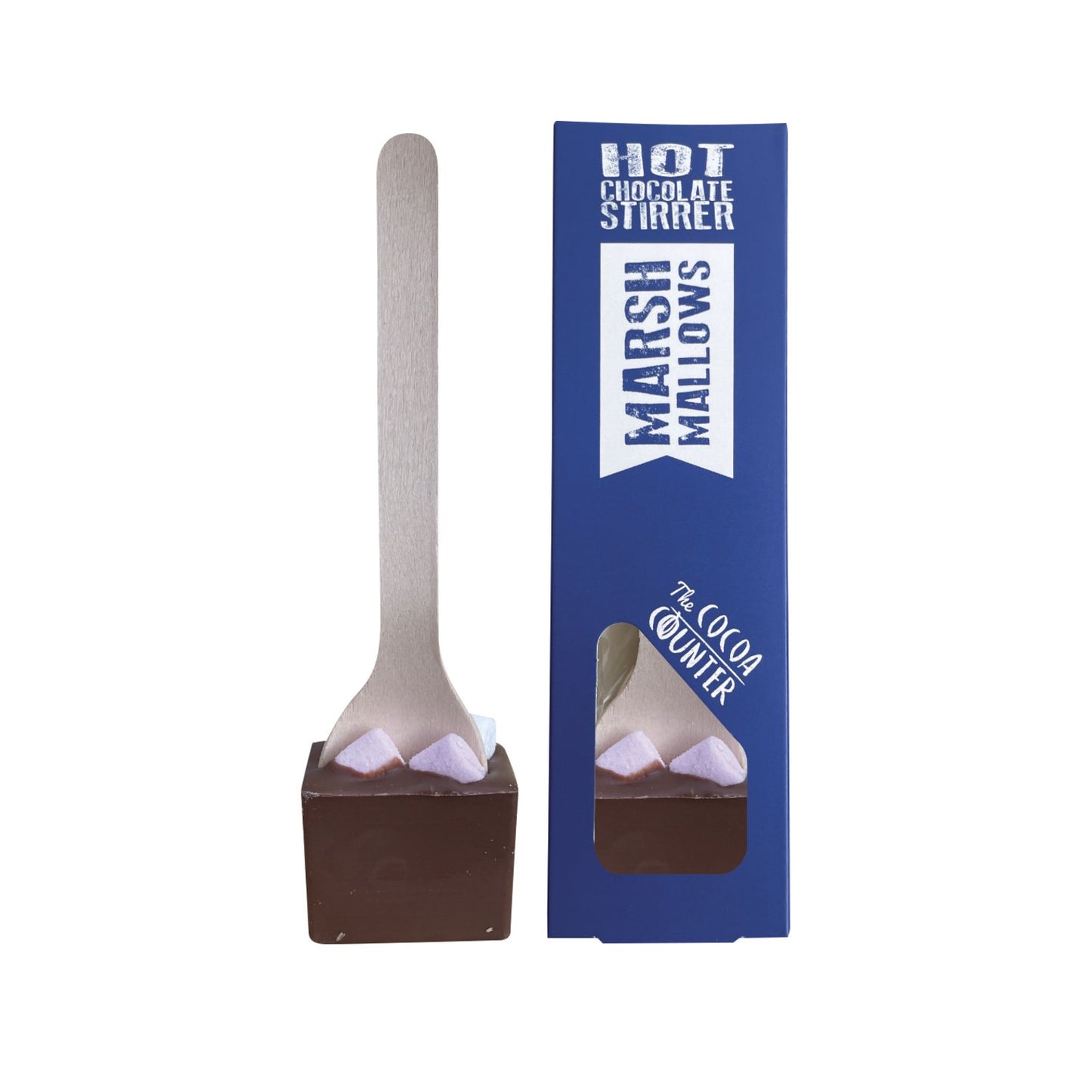 Cocoa Counter milk with mallow hot chocolate stirrer