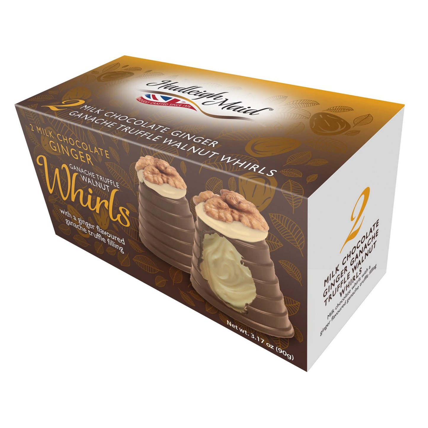 Milk chocolate ginger ganache walnut whirls twin pack - 90g