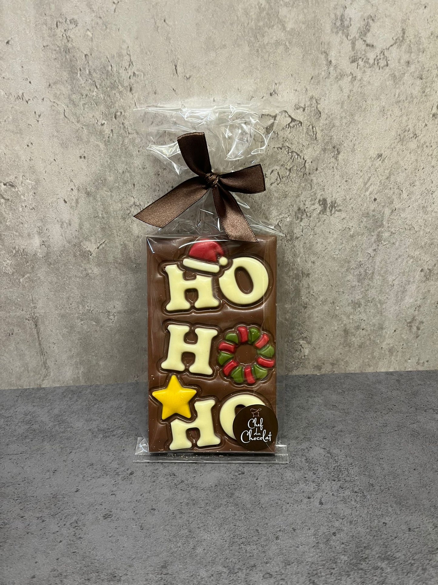 Milk Chocolate Ho Ho Ho, handmade Chocolate Bar 150g