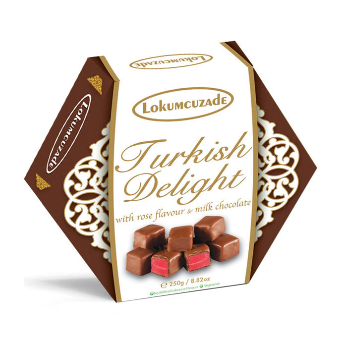 LOKUMCUZADE MILK CHOCOLATE & ROSE TURKISH DELIGHT,250g