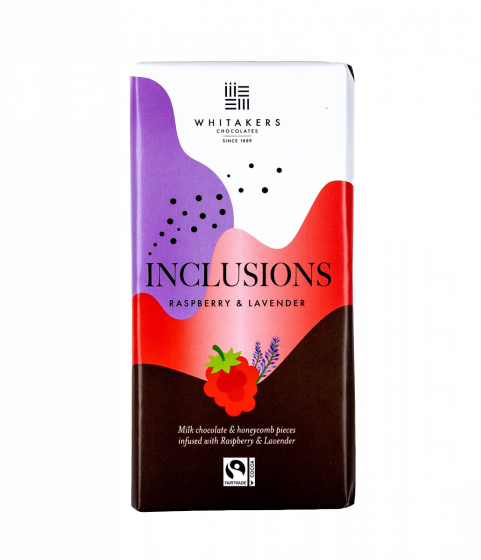 Raspberry & Lavender Milk Chocolate Inclusions Bar 90g