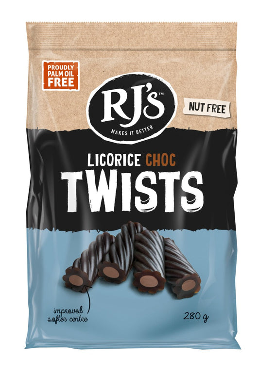 RJ's Natural Soft Eating Licorice Choc Twist 280g